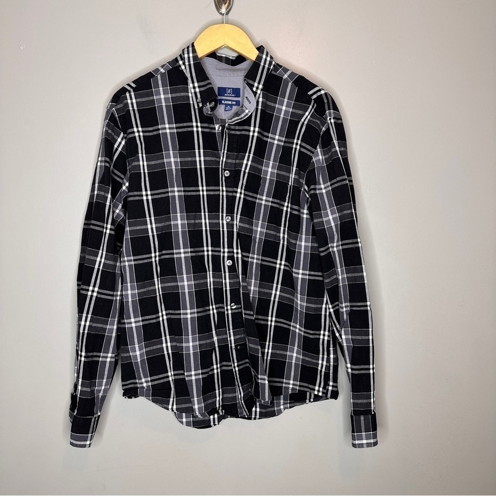 George plaid button down long sleeve shirt